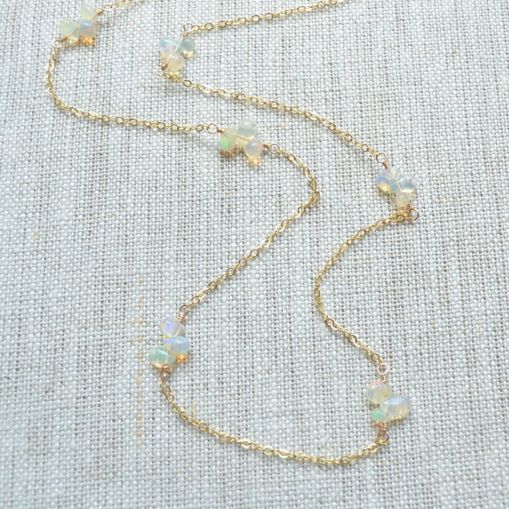 Long Opal Necklace in Gold - Handmade - Picture 6 of 10